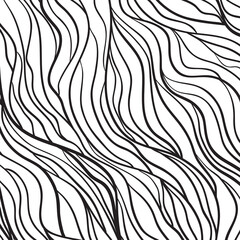 Wavy background. Hand drawn waves. Stripe texture with many lines. Waved pattern. Black and white illustration for banners, flyers or posters