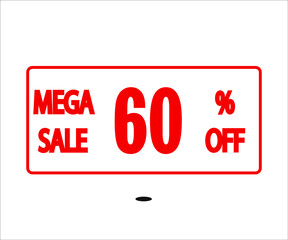 60% mega sale. red stamp vector for stores and promotions
