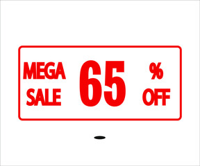 65% mega sale. red stamp vector for stores and promotions