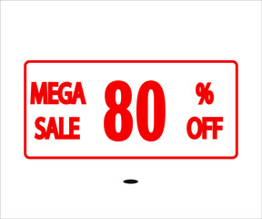 80% mega sale. red stamp vector for stores and promotions