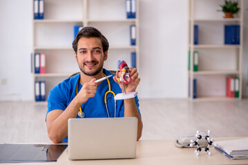 Young male doctor cardiologist working in the clinic