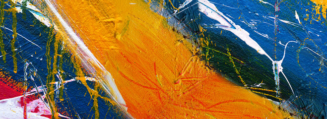 Hand draw painting abstract art panorama background colors texture design illustration..