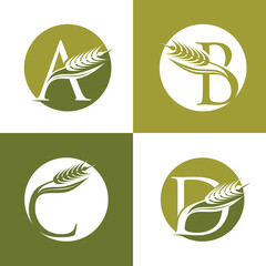 Wheat and Grain Monogram Logo Sign
