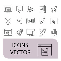 Web Development icons set . Web Web Development pack symbol vector elements for infographic web