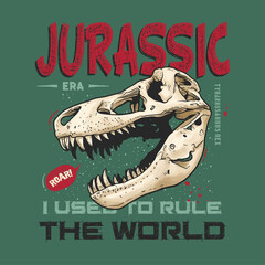 Jurassic era, Tyrannosaurus fossil skull hand drawn vector illustration © esa