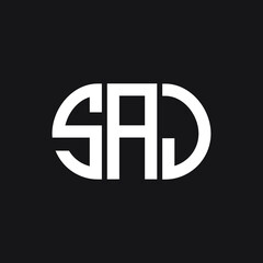 SAJ letter logo design on black background. SAJ creative initials letter logo concept. SAJ letter design.
