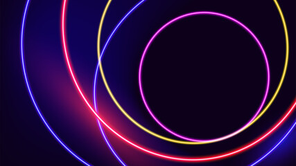 Circular spiral neon light abstract background