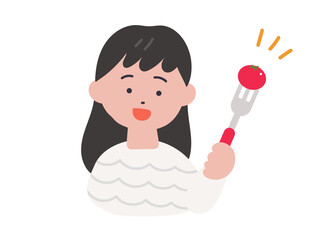 大好きミニトマト　野菜が好きな女の子のイメージイラスト