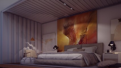 reused container bedroom 3d illustration