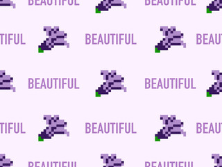 Flower cartoon character seamless pattern on purlpe background.Pixel style