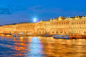 Fototapeta na wymiar Winter Palace and Neva River in St. Petersburg during the White Night, Russian.