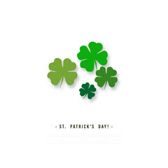 Saint Patrick's Day greetings card with clover shapes and branches vector illustration
