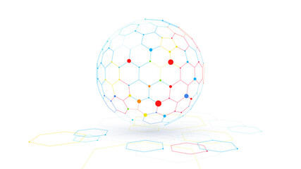 Futuristic globe data hexagonal abstract background