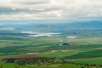 Obraz premium agricultural aerial view over rural Kwazulu Natal landscape in South Africa