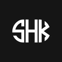 SHK letter logo design on black background. SHK creative initials letter logo concept. SHK letter design. 