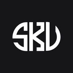 SKU letter logo design on black background. SKU creative initials letter logo concept. SKU letter design.