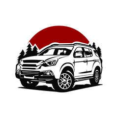Adventure SUV overland 4x4 offroad vector isolated. Best for automotive tshirt design © bonky