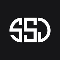 Obraz premium SSJ letter logo design on black background. SSJ creative initials letter logo concept. SSJ letter design. 