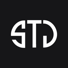 STJ letter logo design on black background. STJ creative initials letter logo concept. STJ letter design.