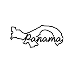 Panama outline map with the handwritten country name. Continuous line drawing of patriotic home sign. A love for a small homeland. T-shirt print idea. Vector illustration.