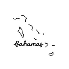 Bahamas outline map with the handwritten country name. Continuous line drawing of patriotic home sign. A love for a small homeland. T-shirt print idea. Vector illustration.