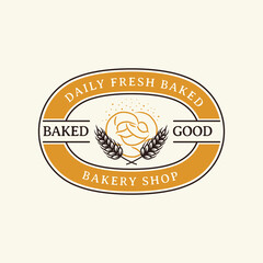 Hand Drawn Vintage Bakery Shop Logo Label