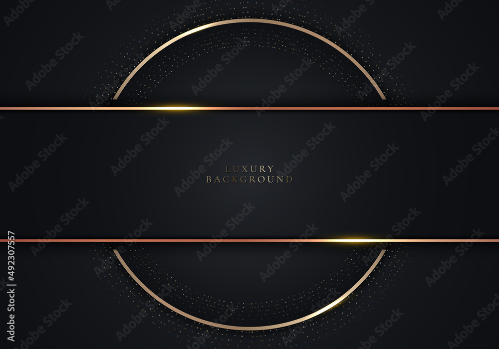 Canvas Prints abstract elegant black stripes and circle with golden dots circles and lighting effect on dark backg