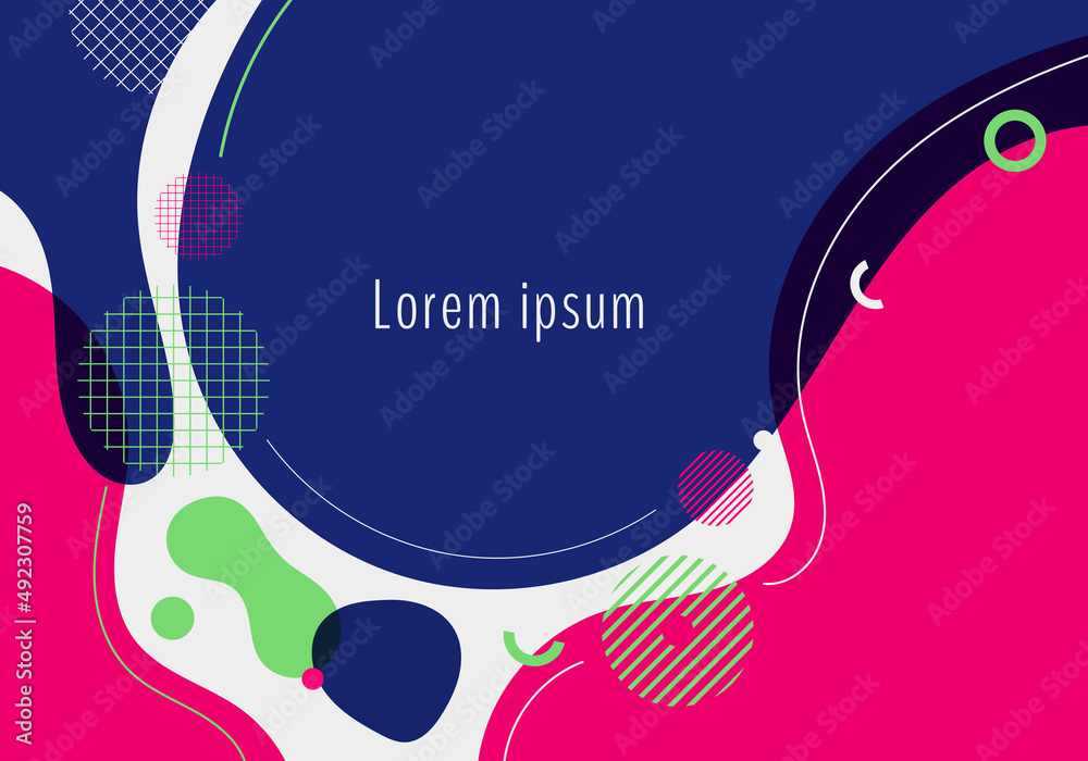 Poster abstract background liquid dynamic waves and organic shapes forms pattern