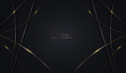 Modern luxury template design abstract golden lines pattern elements with lighting on black background - 492307720