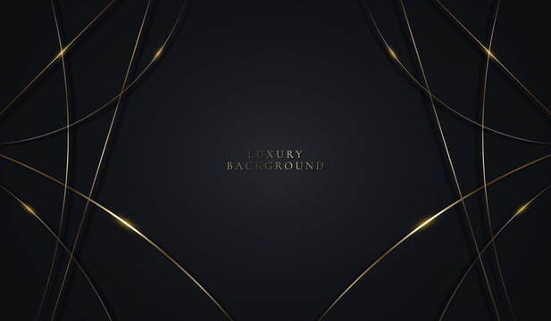 Modern luxury template design abstract golden lines pattern elements with lighting on black background