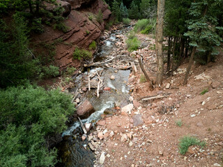 Naklejka na ściany i meble Aerial Drone image of crystal creek in the Colorado Rocky Mountains