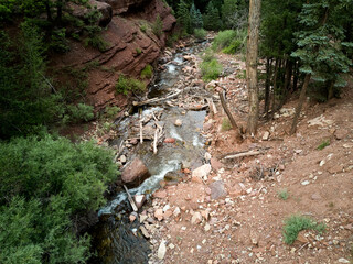 Aerial Drone image of crystal creek in the Colorado Rocky Mountains