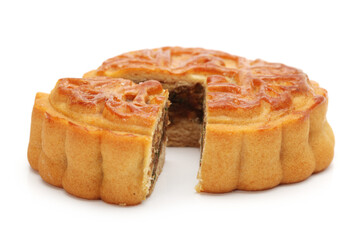 Mid-Autumn Festival moon cake on white background 