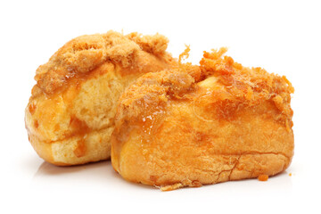 Natural delicious breakfast bread on white background