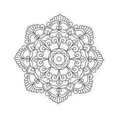 Black and white flowers line art mandala vector in illustration graphics design