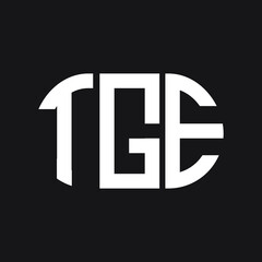 TGE letter logo design on black background. TGE creative initials letter logo concept. TGE letter design.