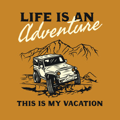 Vintage Hand Drawn Off Road Car Adventures Logo Label © Invasistudio