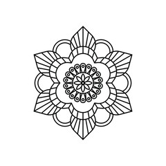 Black and white simple line art mandala design vector illustration graphics design.