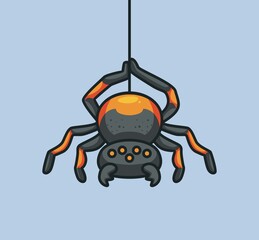 Obraz premium cute tarantula spider lying on a net. isolated cartoon animal nature illustration. Flat Style suitable for Sticker Icon Design Premium Logo vector. Mascot Character