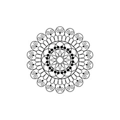 Black and white elements round mandala vector graphics design in illustration.