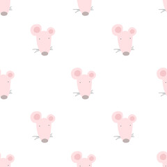 Seamless pattern with cute mouse. simple flat vector. Hand drawing for children. animal theme. baby design for fabric, textile, wrapper, print.