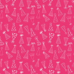 party hat seamless pattern hand drawn doodle, vector, nordic, scandinavian, monochrome, minimalism. wallpaper, textiles, print, wrapping paper, background.