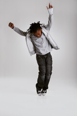 Mr. Hip Hop. A young boy hip-hop dancing in the studio.