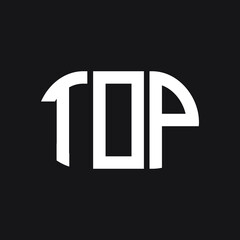 TOP letter logo design on black background. TOP creative initials letter logo concept. TOP letter design.