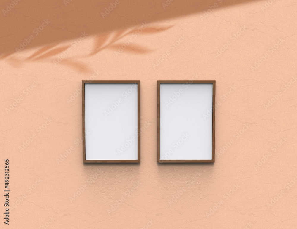 Poster frame background using 3d rendering and geometry. framed background mock-up for poster design or exh