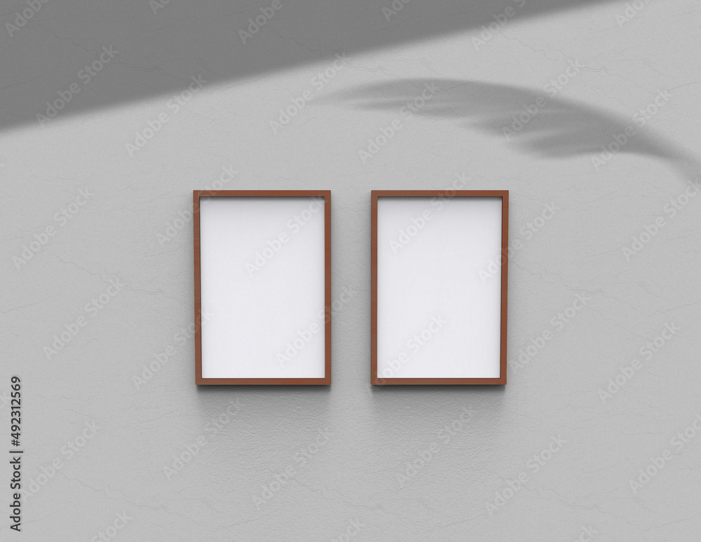 Poster frame background using 3d rendering and geometry. framed background mock-up for poster design or exh