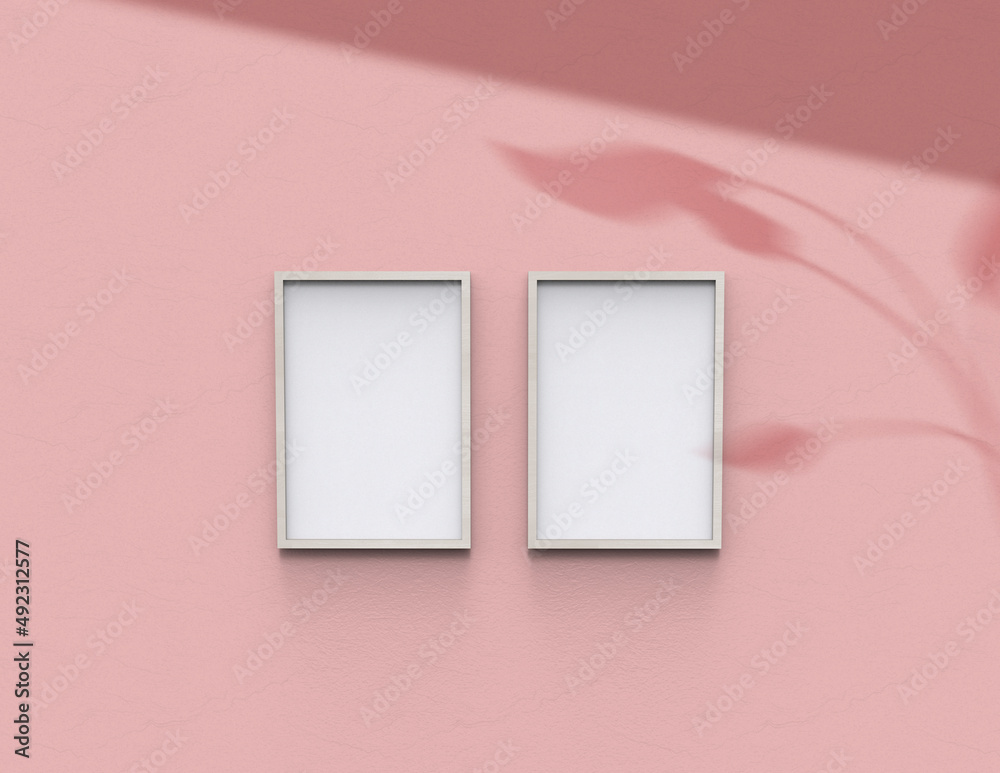 Poster frame background using 3d rendering and geometry. framed background mock-up for poster design or exh