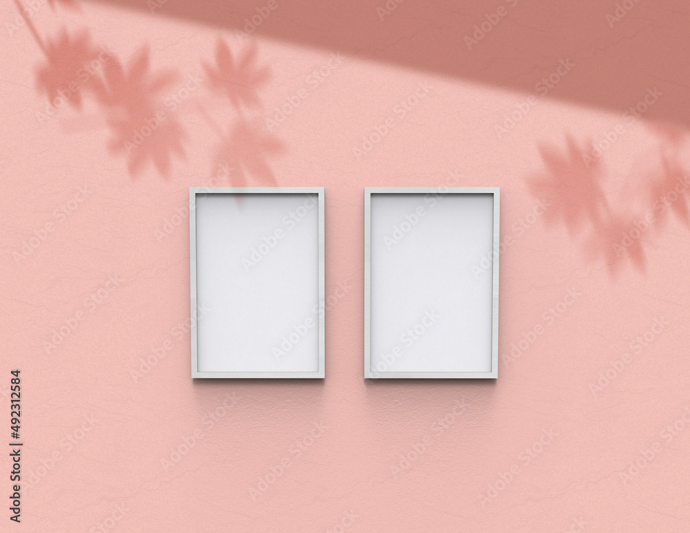 Poster frame background using 3d rendering and geometry. framed background mock-up for poster design or exh