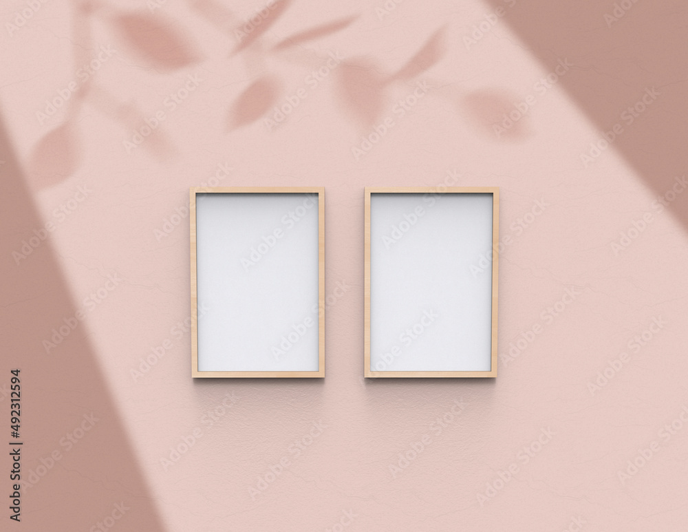 Poster frame background using 3D rendering and geometry. Framed background mock-up for poster design or exhibition of artwork. 3d rendering illustration.