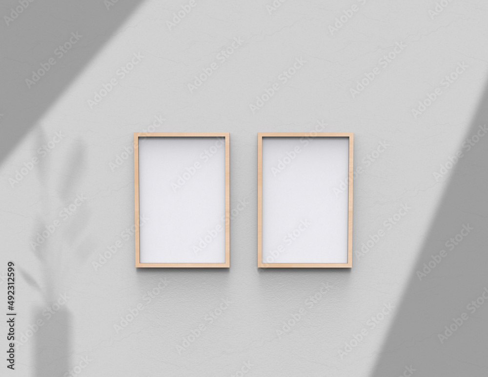 Poster frame background using 3D rendering and geometry. Framed background mock-up for poster design or exhibition of artwork. 3d rendering illustration.